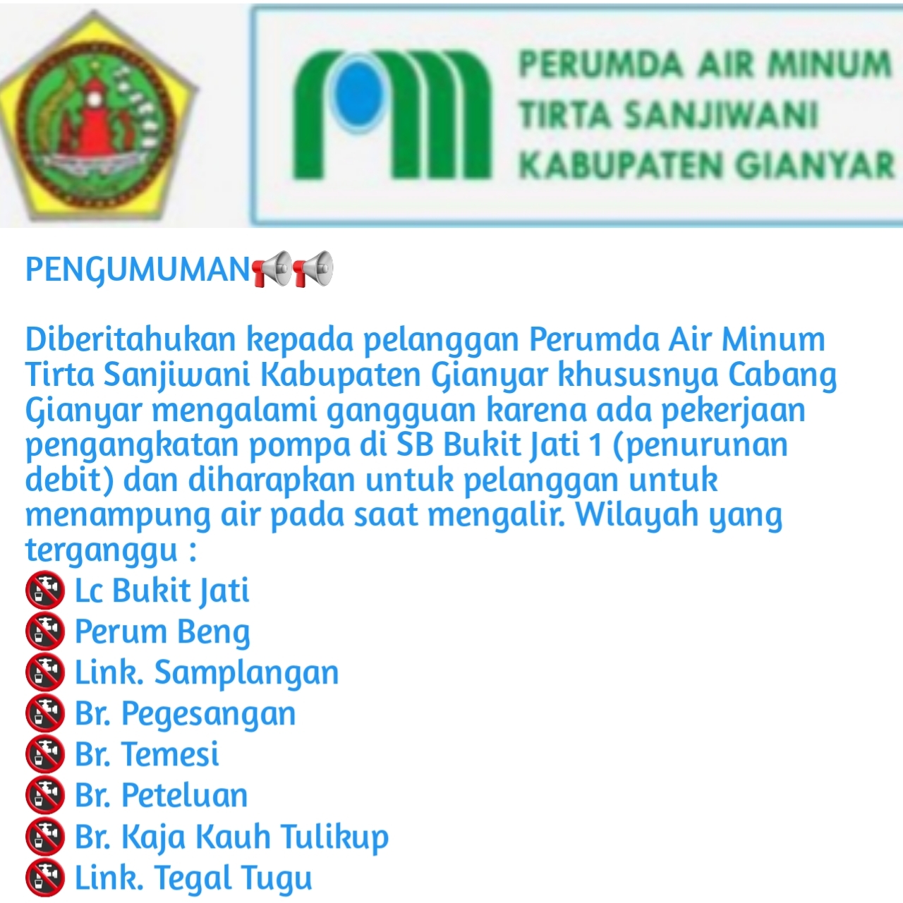 Info berita,Layanan PDAM,Kegiatan PDAM,gangguan layanan pdam,Berita PDAM,PERUMDA AMTS,PERUMDA AMTS Kabupaten Gianyar