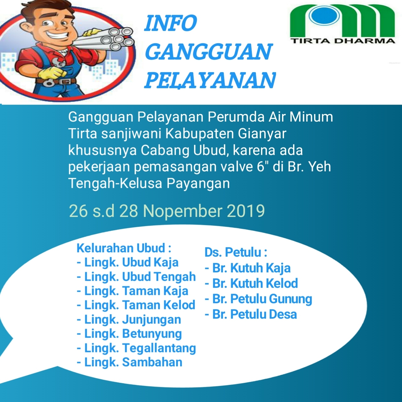 Info berita,Layanan PDAM,Kegiatan PDAM,gangguan layanan pdam,Berita PDAM,PERUMDA AMTS,PERUMDA AMTS Kabupaten Gianyar